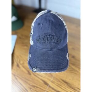 Team Bluetick Hat Cap Strap Back Navy Camo Mossy Oak Distressed Hunting Mens‎